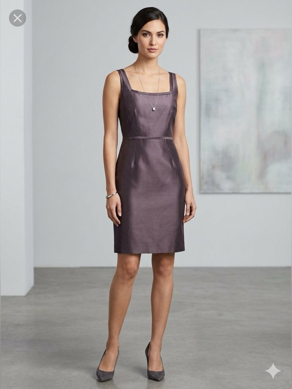 Talbots Dress silk Size 8 sheat women’s Purple Square Neck Sleeveless Wool